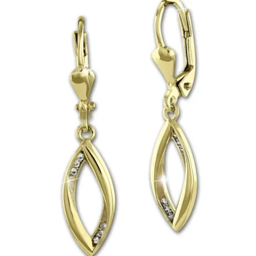 GoldDream Ohrhänger Blatt offen Zirkonia weiß Ohrring 333er Gold GDO551WY