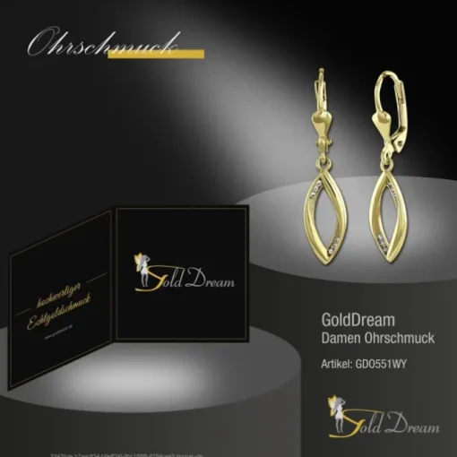 GoldDream Ohrhänger Blatt offen Zirkonia weiß Ohrring 333er Gold GDO551WY