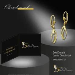 GoldDream Ohrhänger Blatt Zirkonia weiß Ohrring 333 Gold Echtschmuck GDO5173Y