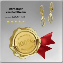 GoldDream Ohrhänger Blatt Zirkonia weiß Ohrring 333 Gold Echtschmuck GDO5173Y