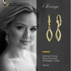 GoldDream Ohrhänger Blatt offen Zirkonia weiß Ohrring 333er Gold GDO551WY