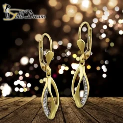 GoldDream Ohrhänger Blatt Zirkonia weiß Ohrring 333 Gold Echtschmuck GDO5173Y