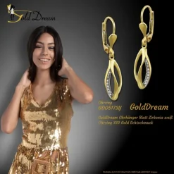 GoldDream Ohrhänger Blatt Zirkonia weiß Ohrring 333 Gold Echtschmuck GDO5173Y