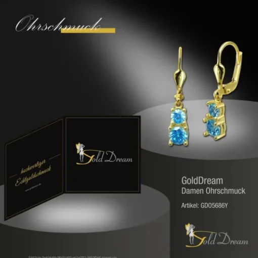 GoldDream Ohrhänger Dream Zirkonia türkis Ohrring 333er Gold GDO5686Y