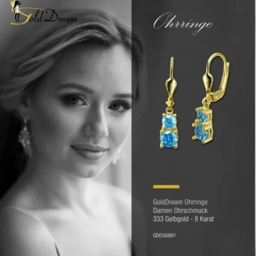 GoldDream Ohrhänger Dream Zirkonia türkis Ohrring 333er Gold GDO5686Y