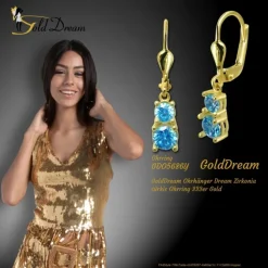 GoldDream Ohrhänger Dream Zirkonia türkis Ohrring 333er Gold GDO5686Y
