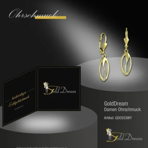 GoldDream Ohrhänger Ellipse Zirkonia weiß Ohrring 333er Gold GDO553WY