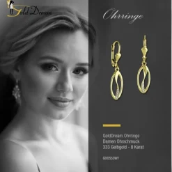 GoldDream Ohrhänger Ellipse Zirkonia weiß Ohrring 333er Gold GDO553WY