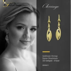 GoldDream Ohrhänger Ellipse matt Zirkonia weiß Ohrring 333er Gold GDO5641Y