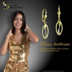 GoldDream Ohrhänger Ellipse Zirkonia weiß Ohrring 333er Gold GDO553WY