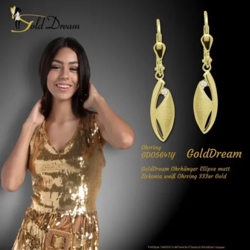 GoldDream Ohrhänger Ellipse matt Zirkonia weiß Ohrring 333er Gold GDO5641Y