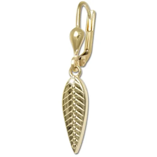 GoldDream Ohrhänger Feder glanz Ohrring 333 Gold Echtschmuck GDO5708Y