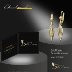 GoldDream Ohrhänger Feder glanz Ohrring 333 Gold Echtschmuck GDO5708Y