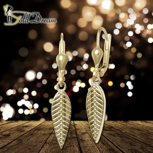 GoldDream Ohrhänger Feder glanz Ohrring 333 Gold Echtschmuck GDO5708Y