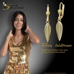 GoldDream Ohrhänger Feder glanz Ohrring 333 Gold Echtschmuck GDO5708Y