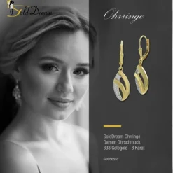 GoldDream Ohrhänger Glamour Zirkonia weiß Ohrring 333er Gold GDO5655Y