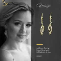 GoldDream Ohrhänger Glamour Zirkonia weiß Ohrring 333er Gold GDO5640Y
