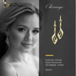 GoldDream Ohrhänger Klassik Zirkonia weiß Ohrring 333er Gold GDO5649Y