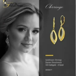 GoldDream Ohrhänger Leaf Zirkonia weiß Ohrring 333er Gold GDO5657Y