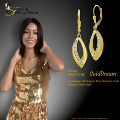 GoldDream Ohrhänger Leaf Zirkonia weiß Ohrring 333er Gold GDO5657Y