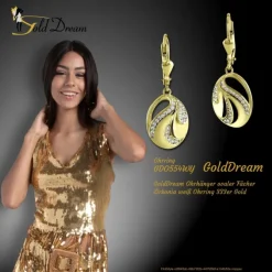 GoldDream Ohrhänger ovaler Fächer Zirkonia weiß Ohrring 333er Gold GDO554WY