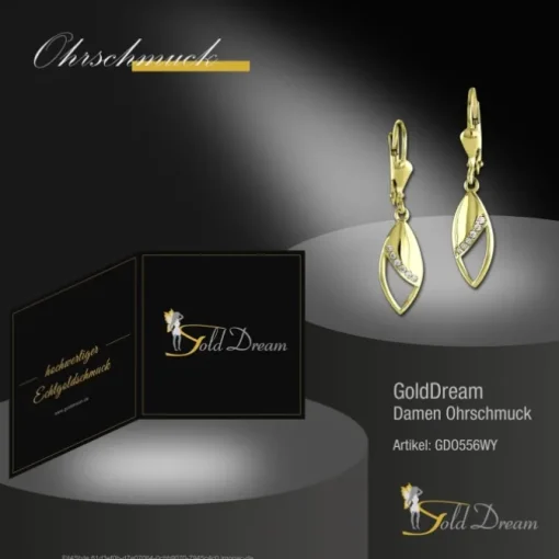 GoldDream Ohrhänger Tropfen Zirkonia Ohrring 333 Gold Echtschmuck GDO556WY