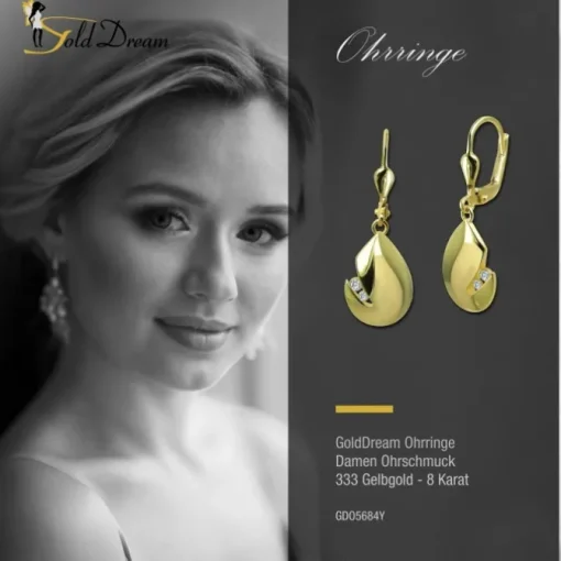 GoldDream Ohrhänger Tropfen Zirkonia weiß Ohrring 333er Gold GDO5684Y