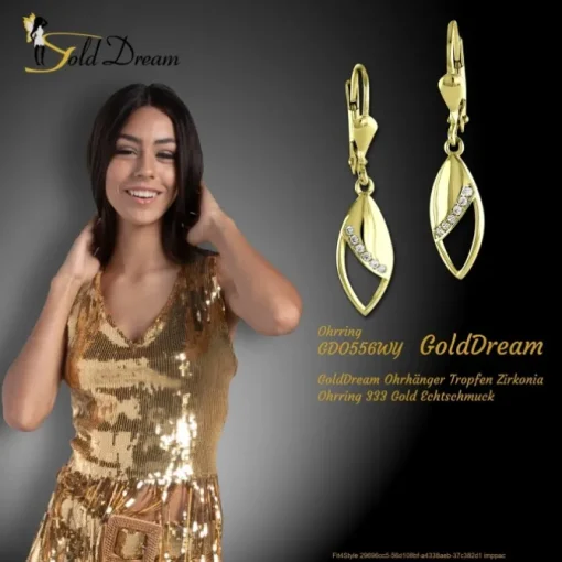 GoldDream Ohrhänger Tropfen Zirkonia Ohrring 333 Gold Echtschmuck GDO556WY