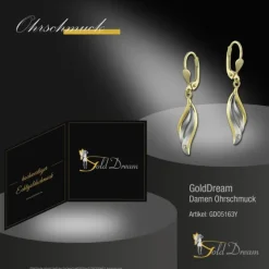 GoldDream Ohrhänger Wellen Zirkonia weiß Ohrring 333 Gold Echtschmuck GDO5163Y