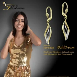 GoldDream Ohrhänger Wellen Zirkonia weiß Ohrring 333 Gold Echtschmuck GDO5163Y