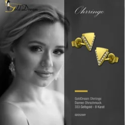 GoldDream Ohrstecker Dreieck Zirkonia Ohrring 333 Gold Echtschmuck GDO5208Y