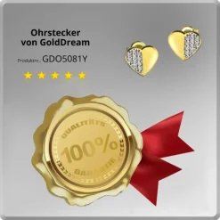 GoldDream Ohrstecker Herz Zirkonia Ohrring 333 Gelbgold Echtschmuck GDO5081Y