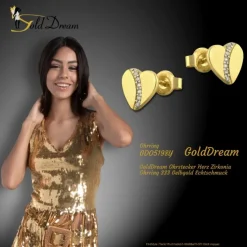 GoldDream Ohrstecker Herz Zirkonia Ohrring 333 Gelbgold Echtschmuck GDO5198Y