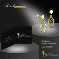 GoldDream Ohrstecker Oval Zirkonia weiß Ohrring 333 Gold Echtschmuck GDO558WY