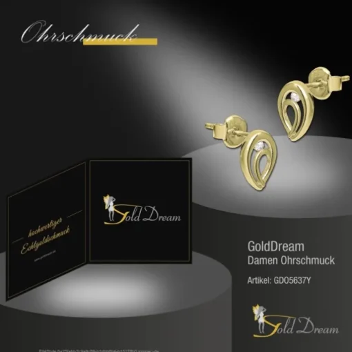 GoldDream Ohrstecker Oval Zirkonia weiß Ohrring 333 Gold Echtschmuck GDO5637Y
