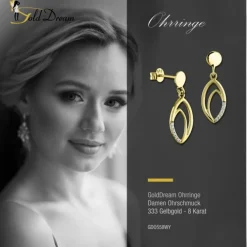 GoldDream Ohrstecker Oval Zirkonia weiß Ohrring 333 Gold Echtschmuck GDO558WY