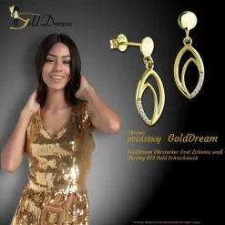 GoldDream Ohrstecker Oval Zirkonia weiß Ohrring 333 Gold Echtschmuck GDO558WY