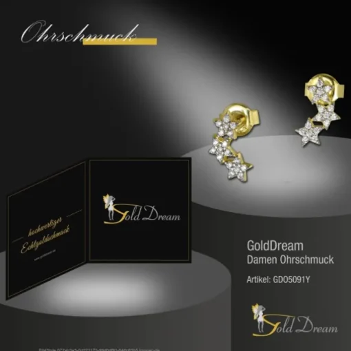 GoldDream Ohrstecker Sterne Zirkonia Ohrring 333 Gelbgold Echtschmuck GDO5091Y