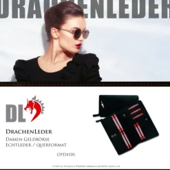 Großes Portemonnaie Querformat XXL Leder schwarz Brieftasche OPD410S