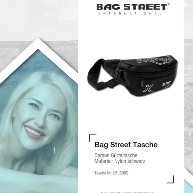 Gürteltasche Nylon schwarz Hüfttasche Bauchtasche Bag Street OTJ508S