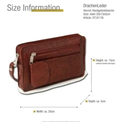 Handgelenktasche Echtleder braun Herrentasche Handytasche DrachenLeder OTJ511N