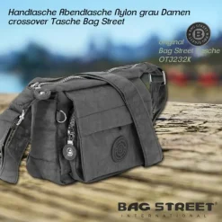 Handtasche Abendtasche Nylon grau Damen crossover Tasche Bag Street OTJ232K