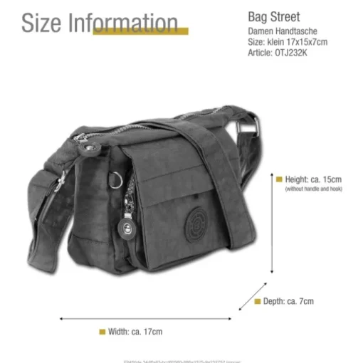 Handtasche Abendtasche Nylon grau Damen crossover Tasche Bag Street OTJ232K