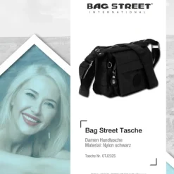 Handtasche Abendtasche Nylon schwarz Damen crossover Tasche Bag Street OTJ232S