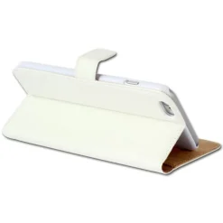 Handyhülle iPhone 6 6S Plus weiß Kartenfächer Kunstleder DrachenLeder OME103K