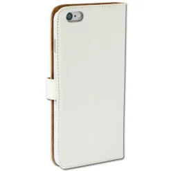 Handyhülle iPhone 6 6S Plus weiß Kartenfächer Kunstleder DrachenLeder OME103K