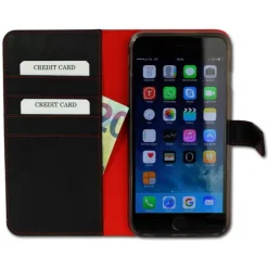 Handyhülle iPhone 6+ 6S+ rot Kartenfächer Kunstleder DrachenLeder OME105R