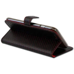 Handyhülle iPhone 6+ 6S+ rot Kartenfächer Kunstleder DrachenLeder OME105R