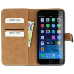 Handyhülle iPhone 6+ 6S+ schwarz Kartenfächer Kunstleder DrachenLeder OME103S
