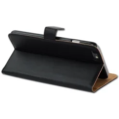 Handyhülle iPhone 6+ 6S+ schwarz Kartenfächer Kunstleder DrachenLeder OME103S